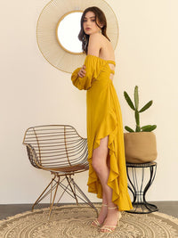 Berrylush Off-Shoulder A-Line Midi Dress