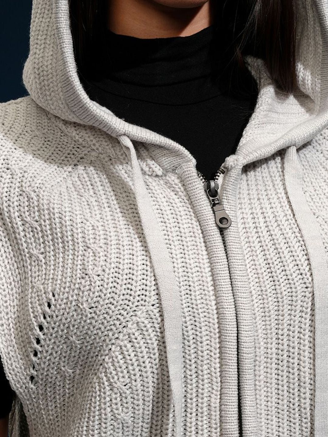 Tokyo Talkies Women Front Open Hooded Sweater