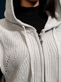Tokyo Talkies Women Front Open Hooded Sweater