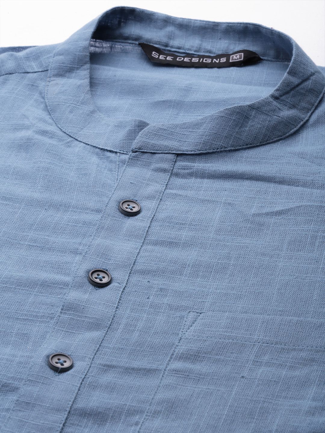 See Designs Men Blue Regular Pure Cotton Kurta with Pyjamas