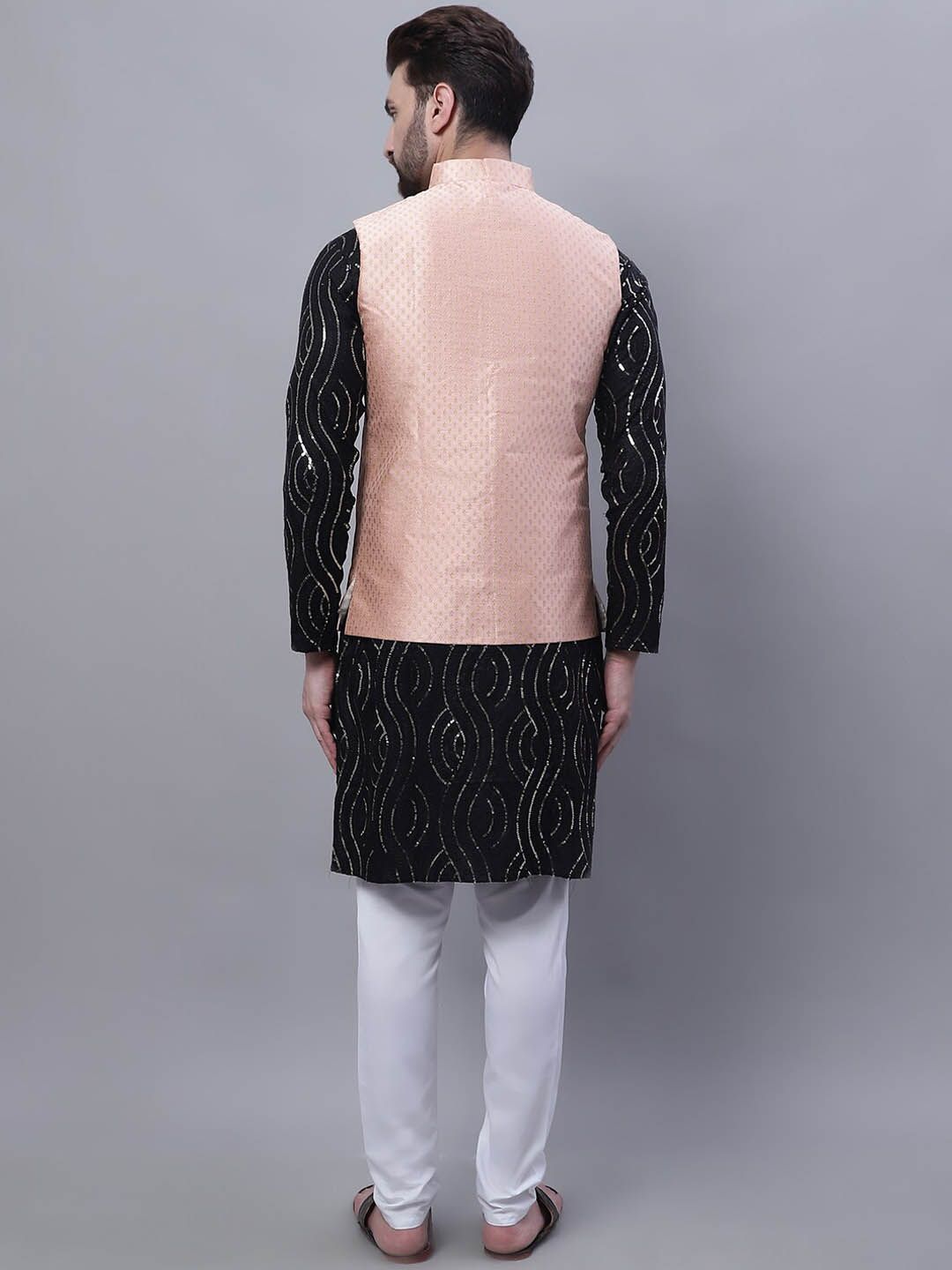 SOJANYA Lelaki Leheriya Sulam Kurta Kapas Tulen Labuci Dengan Churidar & Nehru Kurta