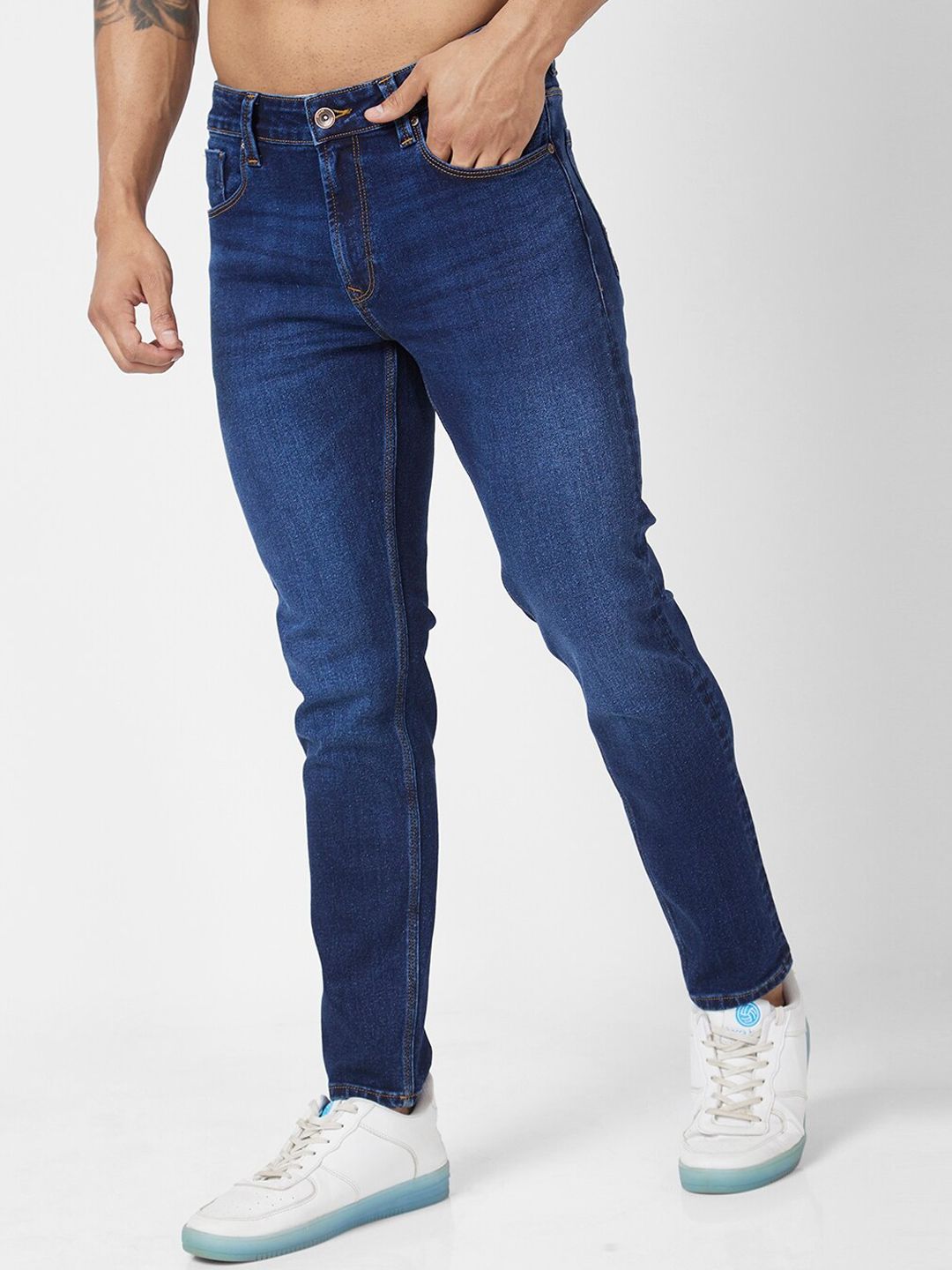 SPYKAR Men Clean Look Kano Slim Fit Light Fade Stretchable Jeans