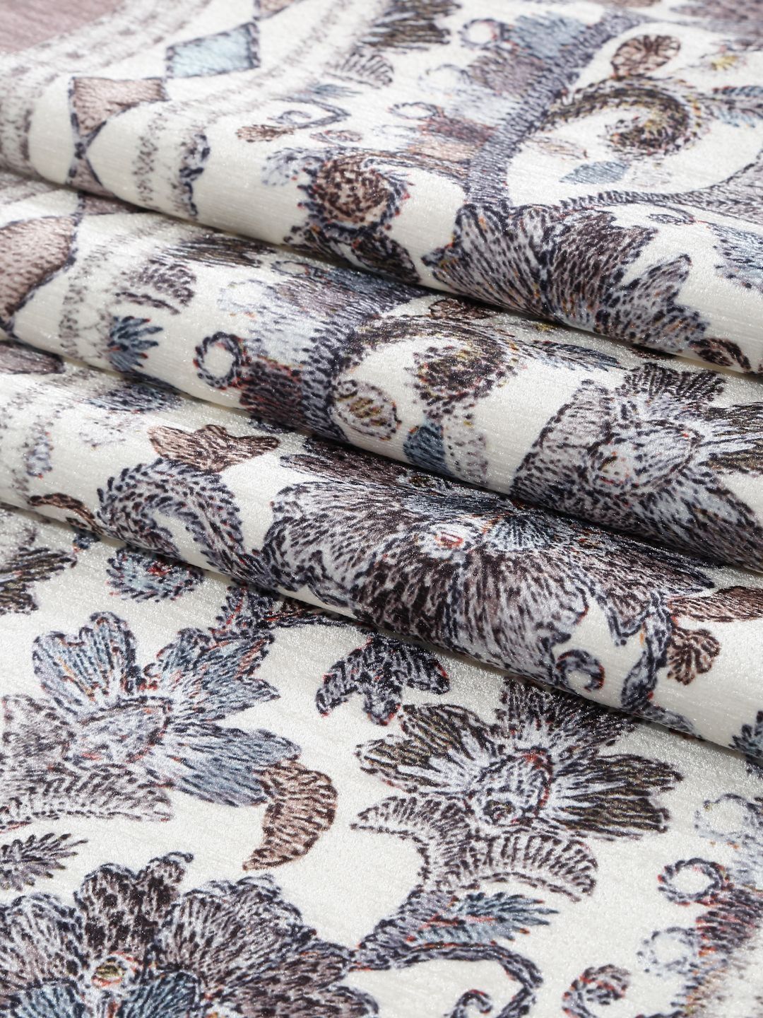 HOSTA HOMES Grey & White Abstract Printed Velvet Table Runner