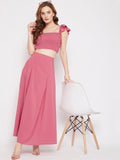 Berrylush Women Pink Smocked Two-Piece Co-ordinate Dress