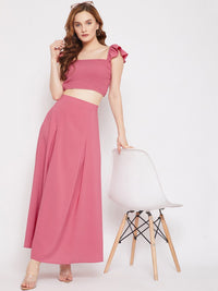 Berrylush Women Pink Smocked Two-Piece Co-ordinate Dress