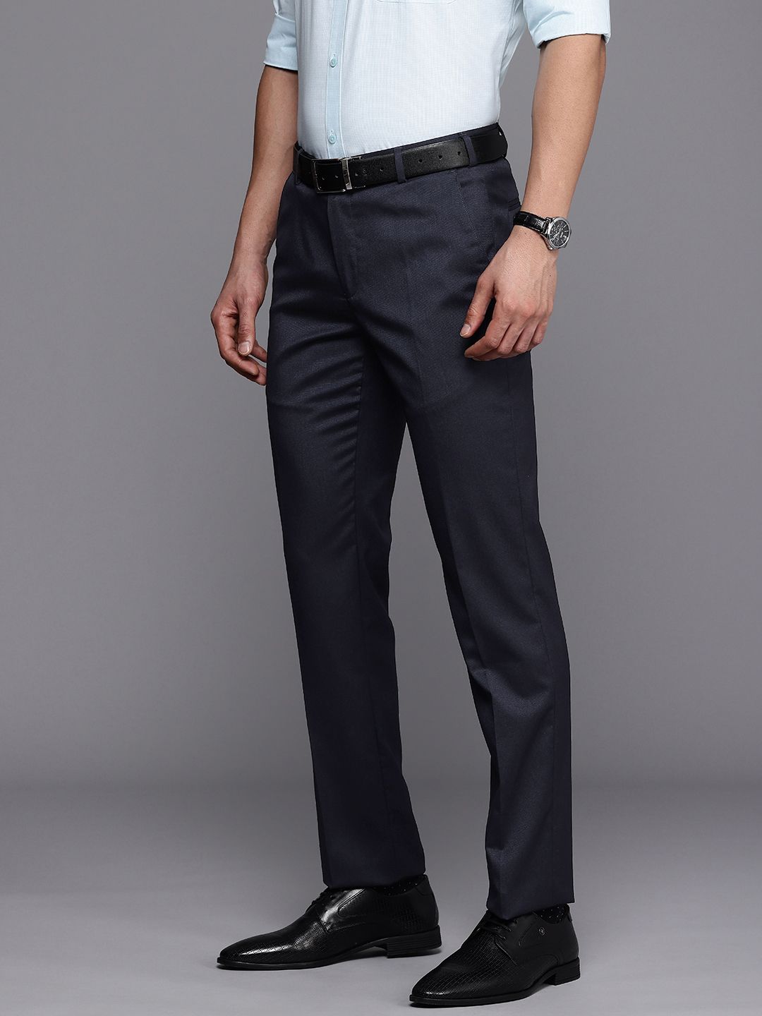 Raymond Men Textured Slim Fit Formal Trousers