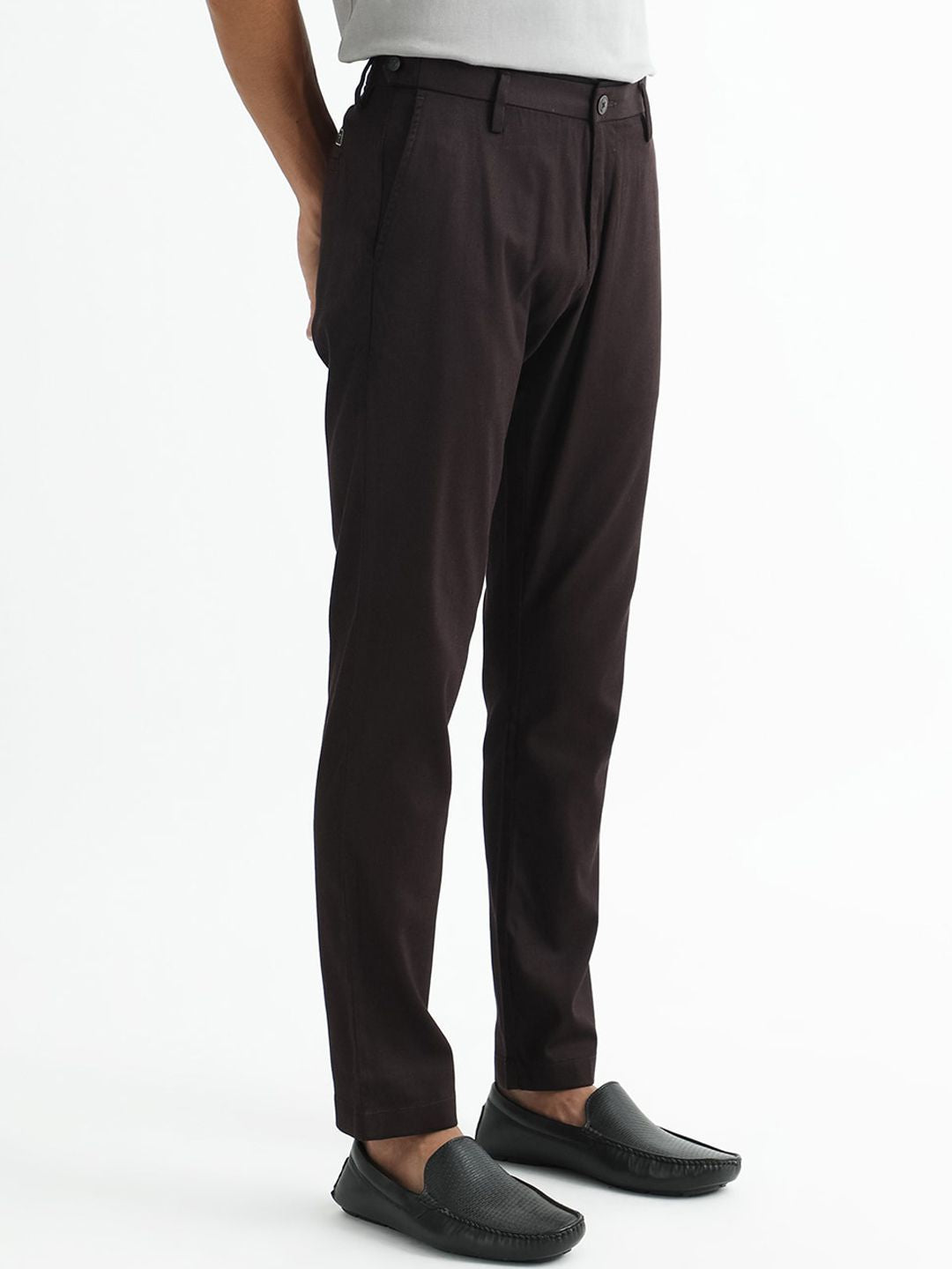 RARE RABBIT Men Cellular Slim Fit Mid-Rise Casual Trouser