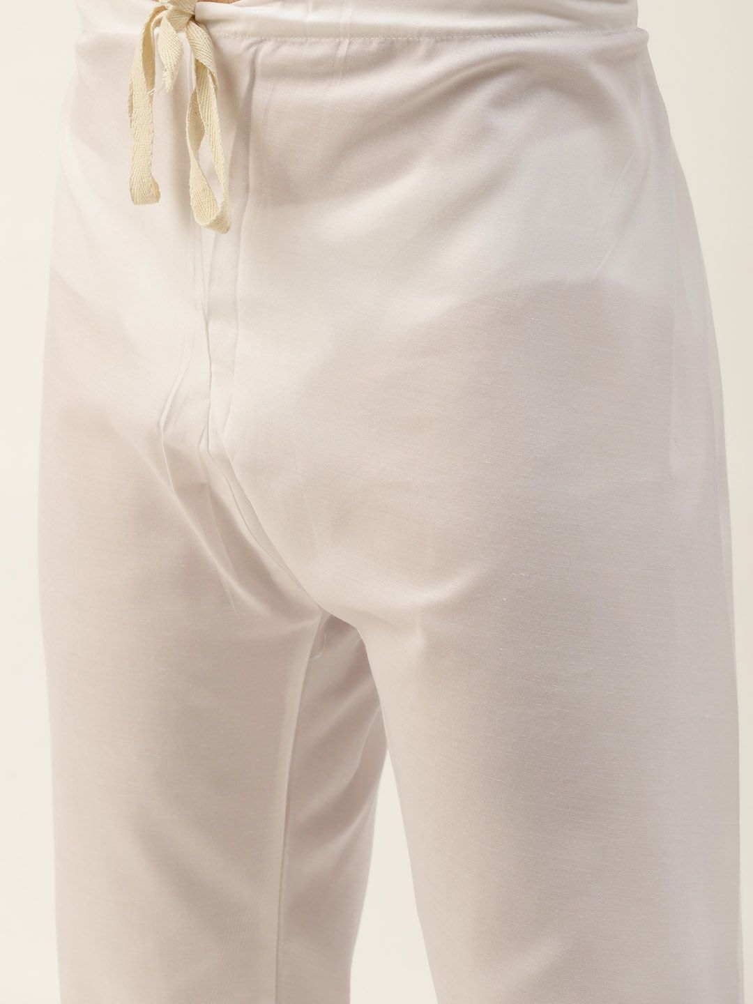 SOJANYA Men Yellow & White Embroidered Thread Work Kurta with Churidar & Nehru Jacket
