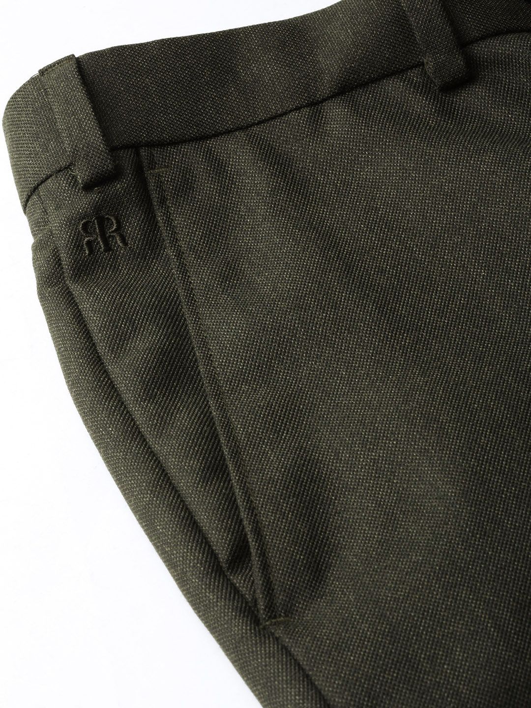 Raymond Men Olive Green Slim Fit Solid Formal Trousers