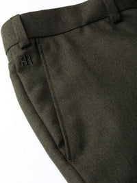 Raymond Men Olive Green Slim Fit Solid Formal Trousers