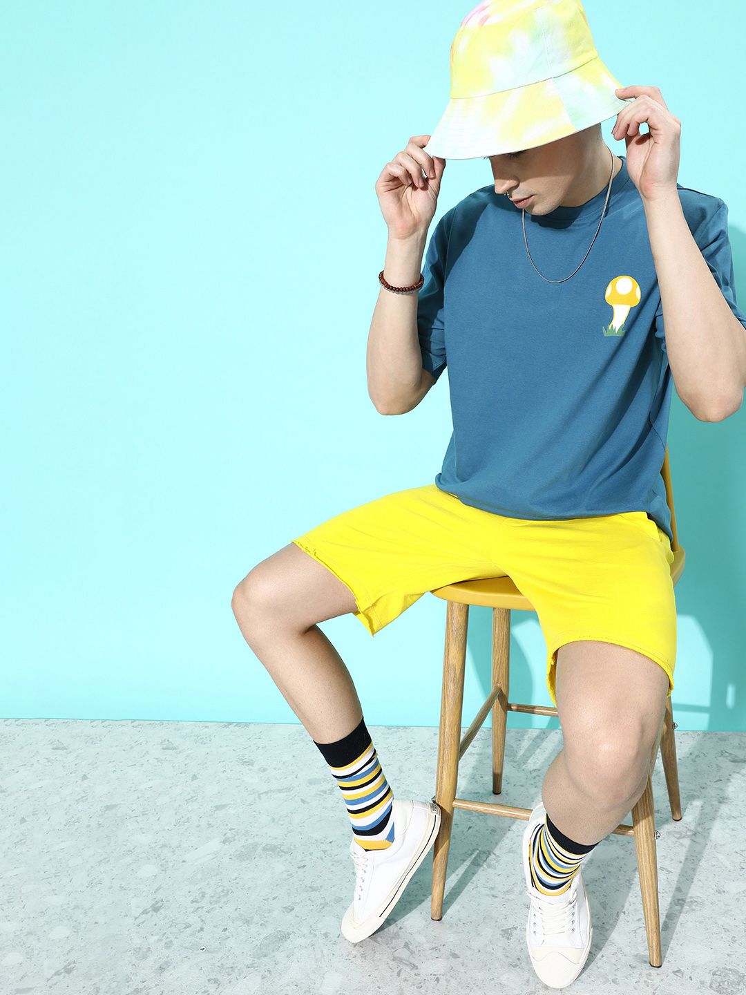 Difference of Opinion Men Blue Conversational Printed Pure Cotton Oversized T-Shirt