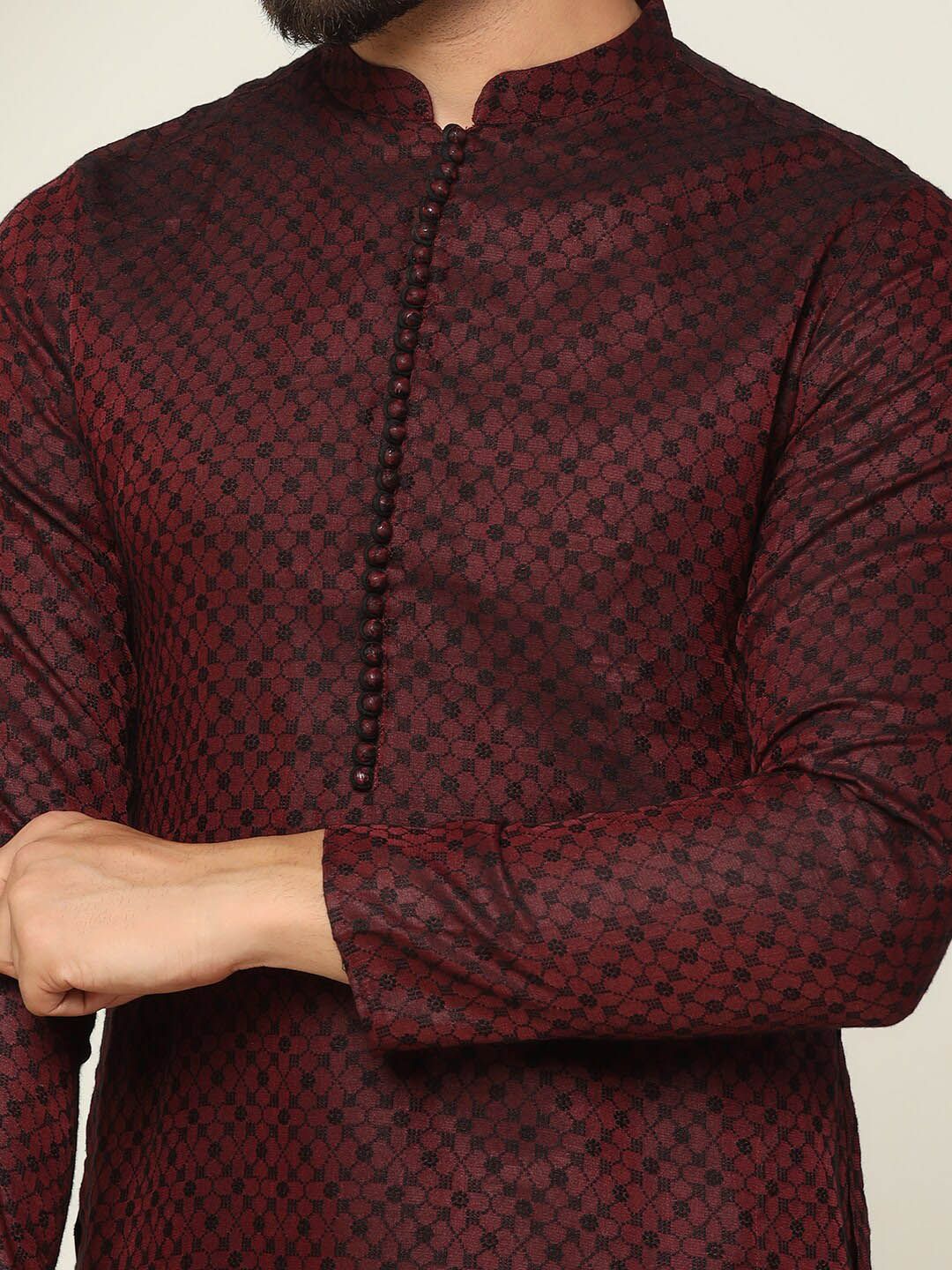 KISAH Men Textured Regular Fit Abstract Print Kurta