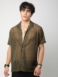 VASTRADO Men Classic Lapel Collar Solid Oversized Casual Shirt