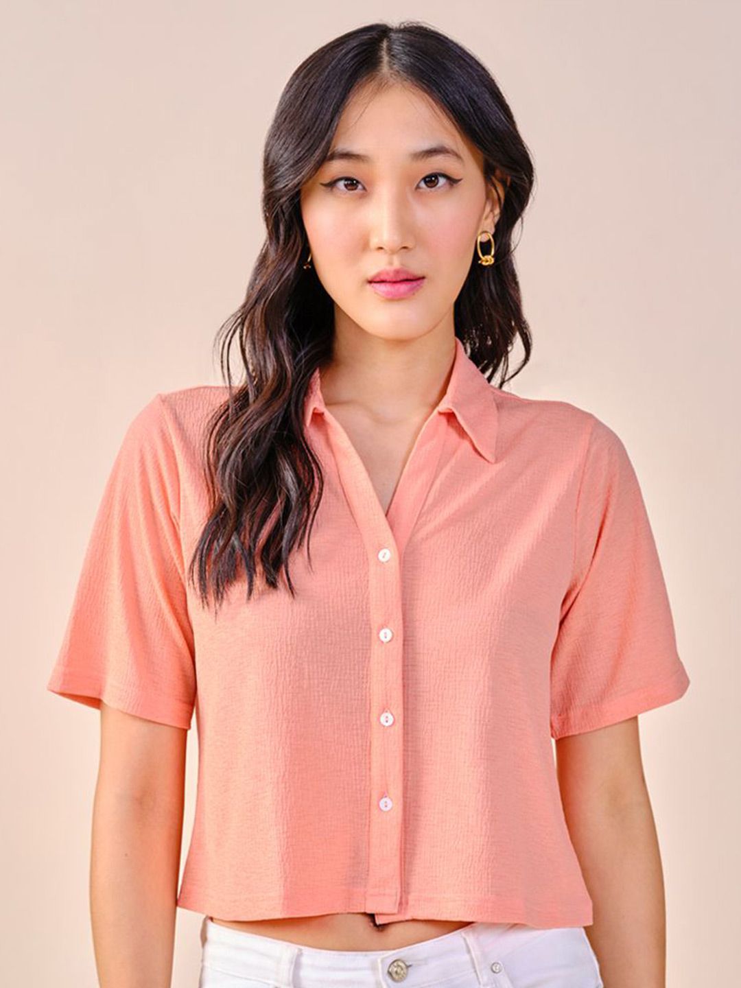 AND Flared Sleeve Shirt Style Top