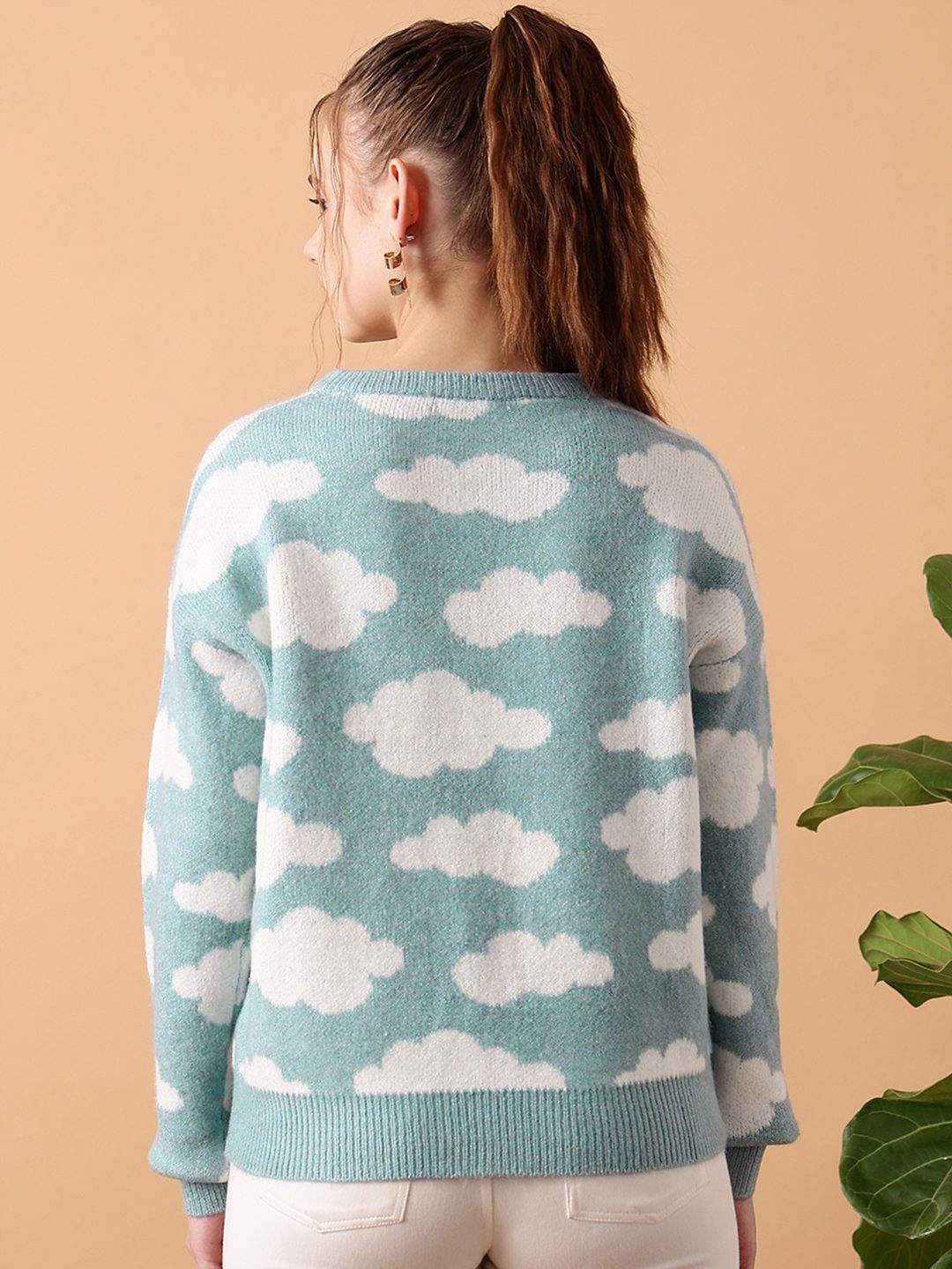 STREET 9 Abstract Printed Acrylic Pullover Sweater