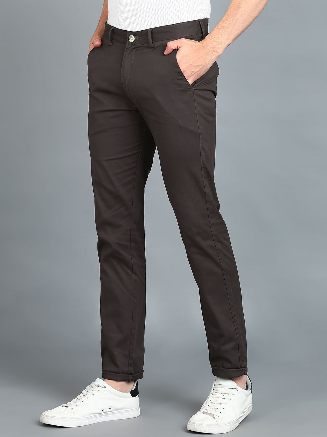 Urbano Fashion Men Grey Slim Fit Easy Wash Trousers