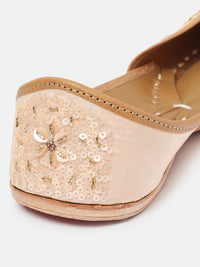 House of Pataudi Women Floral Embellished Leather Mojaris