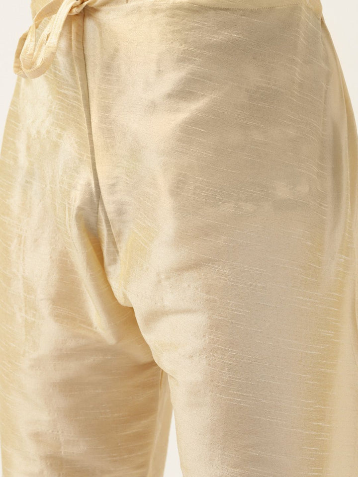 SOJANYA Men Beige & Green Solid Kurta with Churidar