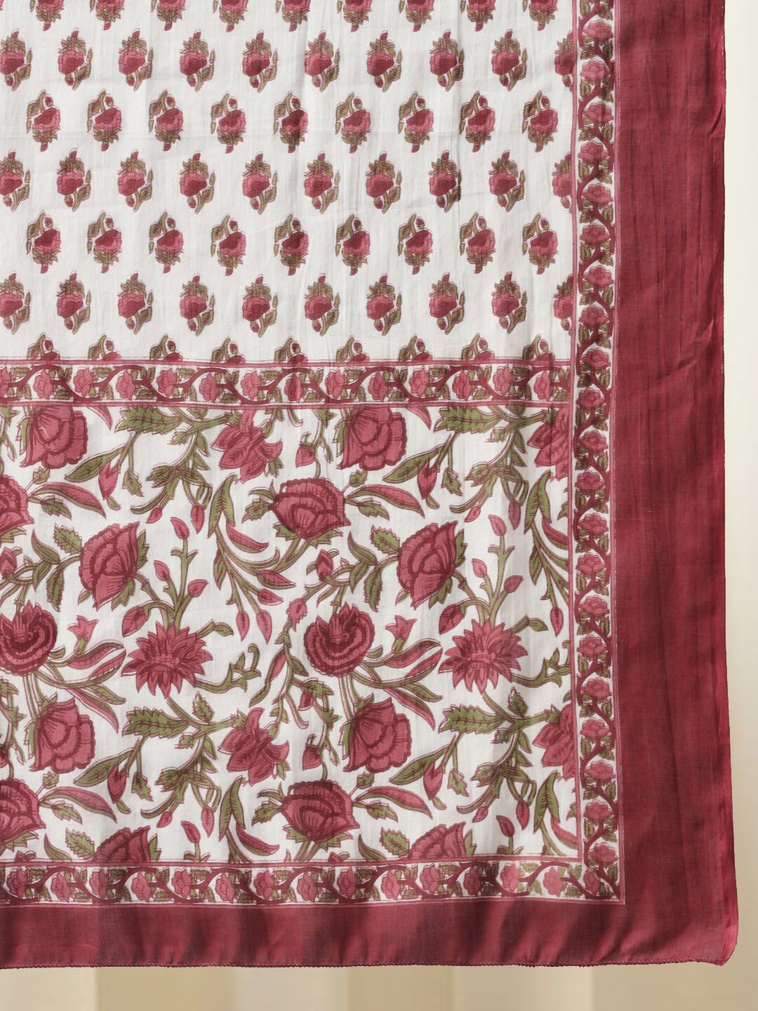 KALINI Floral Printed Pure Cotton Empire Kurta With Trouser & Dupatta