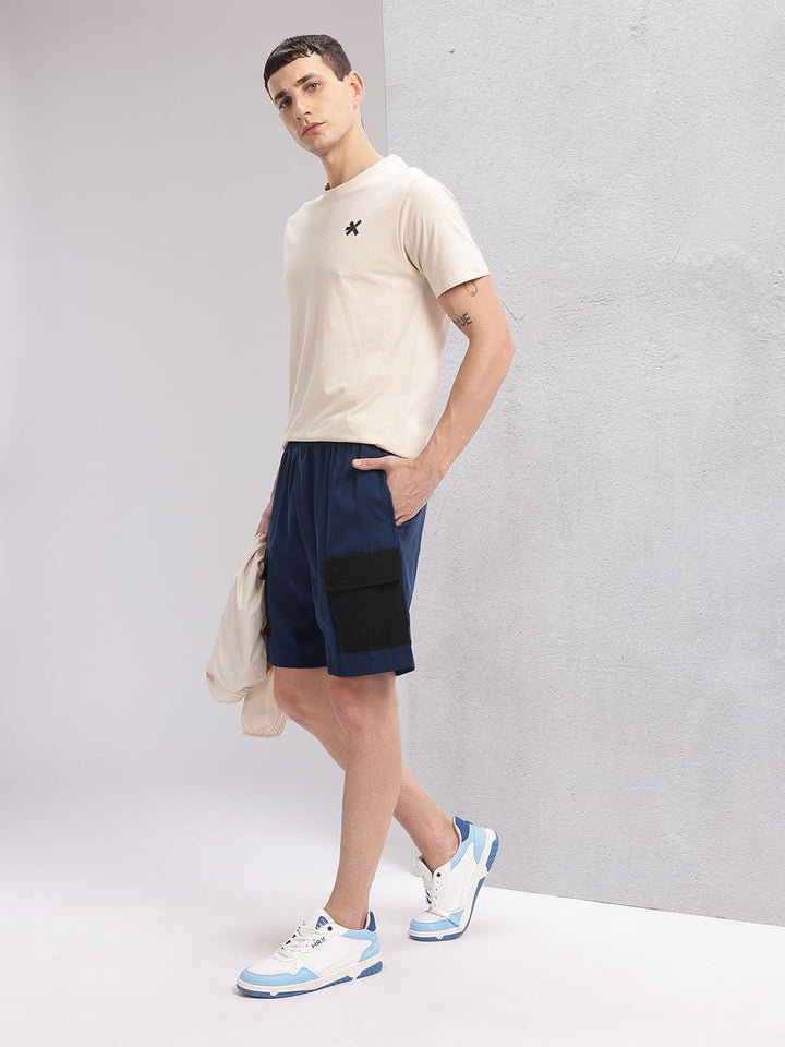 HRX by Hrithik Roshan Men Colourblocked Mid-Rise Cargo-Style Lifestyle Shorts