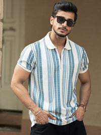 Powerlook Men Striped Polo Collar T-shirt
