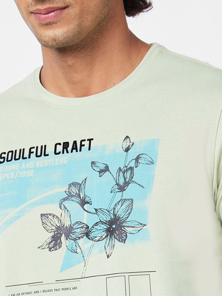 SPYKAR Graphic Printed Round Neck Slim Fit Cotton Casual T-Shirt
