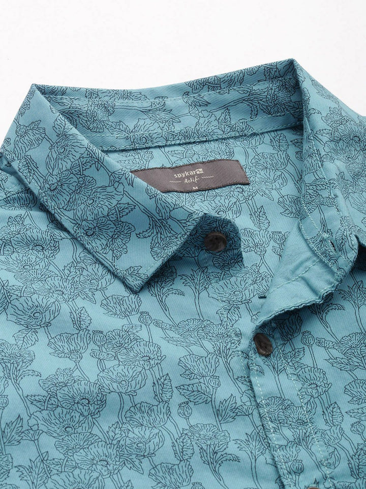 SPYKAR Pure Cotton Slim Fit Floral Printed Casual Shirt