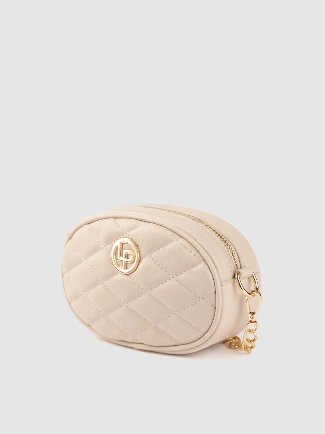 Lino Perros Beige Quilted Sling Bag cum Waist Pouch