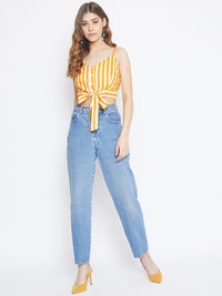 Berrylush Women Yellow Striped Top
