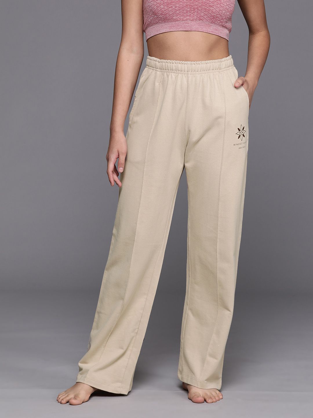 HRX by Hrithik Roshan Women Pure Cotton Flared Fit Yoga Track Pants