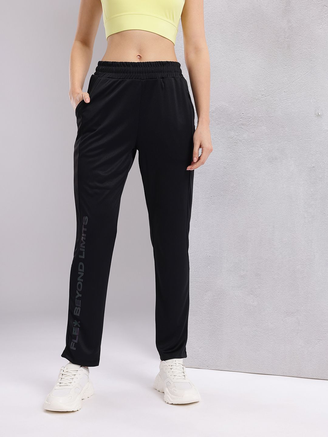 HRX by Hrithik Roshan Women Typography Detail Mid-Rise Running Track Pants