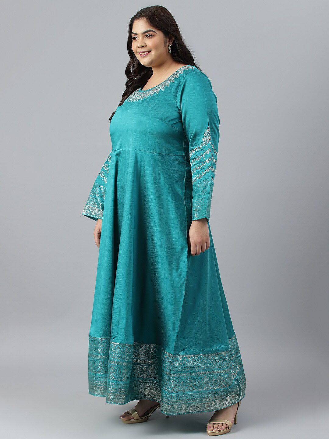 W Plus Size Embroidered Ethnic Maxi Ethnic Dress