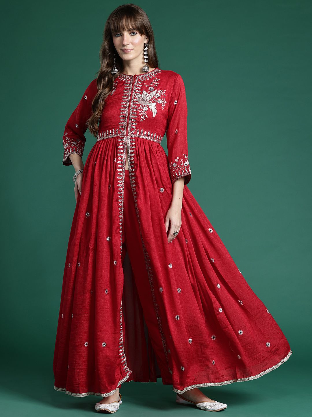 Indo Era Ethnic Motifs Embroidered Empire Kurta with Trousers