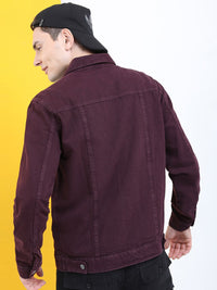 Highlander Men Jaket Denim Pepejal Ungu