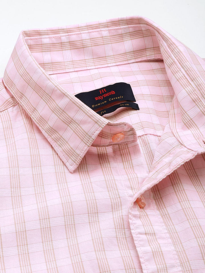 Raymond Pure Cotton Slim Fit Checked Casual Shirt