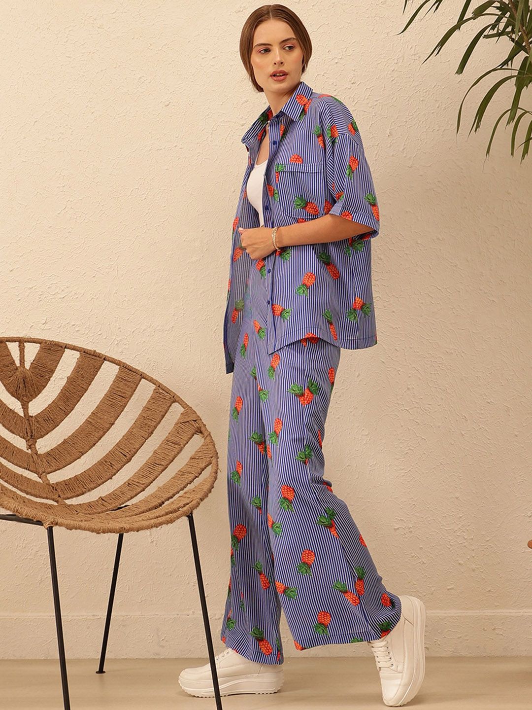 STREET 9 Printed Shirt Collar Shirt With Trousers Co-Ords