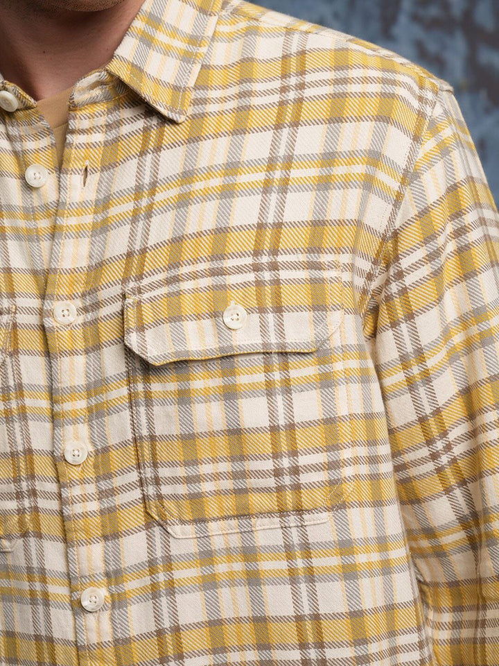 LOCOMOTIVE Textured Checked Utility Pocket Overshirt
