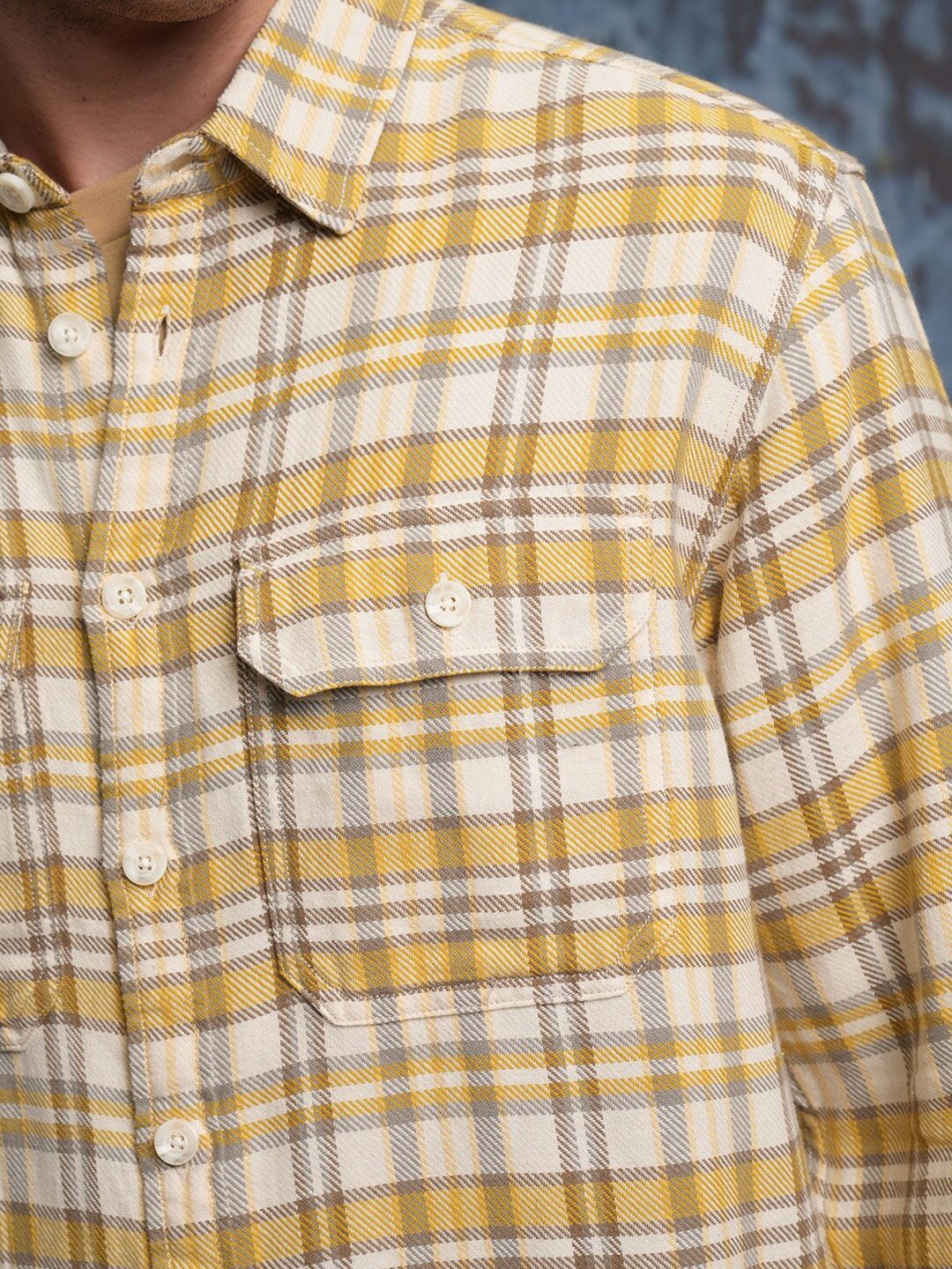LOCOMOTIVE Textured Checked Utility Pocket Overshirt