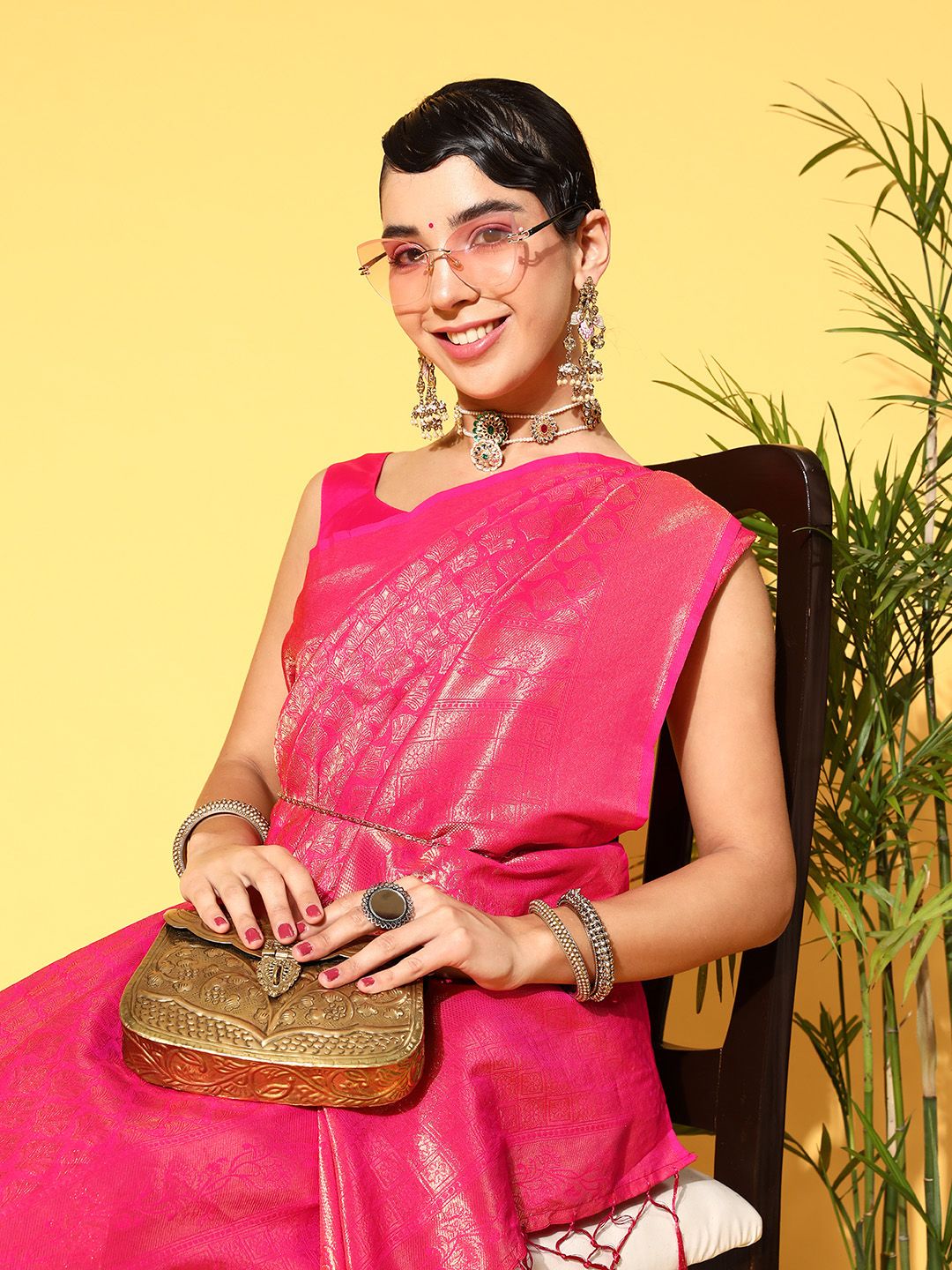 Saree mall Ethnic Motifs Saree with Woven Design Border