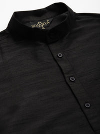 SOJANYA Kurta Kerja Benang Hitam Lelaki dengan Jaket Churidar & Nehru
