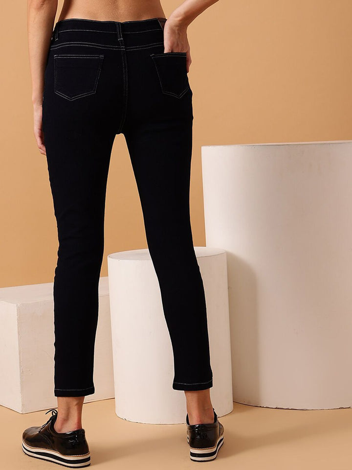 STREET 9 BASICS Women Narrow Slim Fit Clean Look Stretchable Cropped Jeans