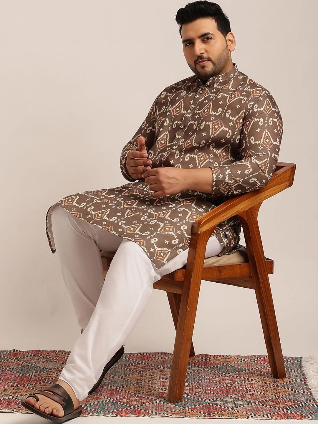 SOJANYA PLUS Men Geometric Printed Kurta