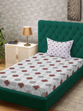 Myntra Elegant Homes Kelabu Geometrik 400 TC Cadar Tempat Tidur Single dengan 1 Sarung Bantal 225X150 cm