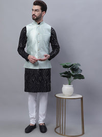 SOJANYA Leheriya Embroidered Pure Cotton Kurta with Pyjamas & Narhu Jacket