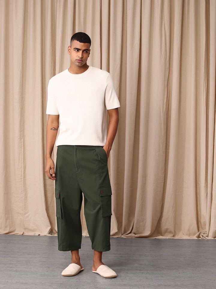 Mr Bowerbird Men Cropped Oversized Cargos Trousers
