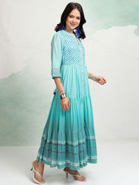 Vishudh Embroidered Ethnic Tiered Maxi Dress