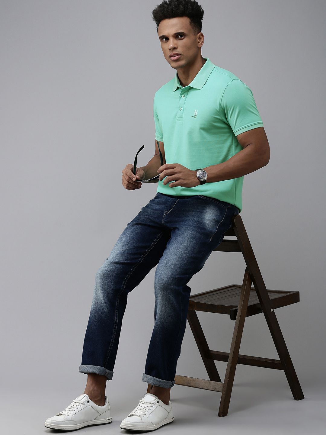 SPYKAR Solid Polo Collar Applique Slim Fit T-shirt