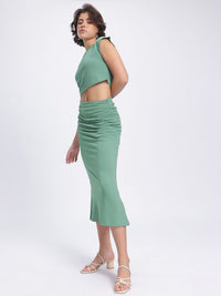 DressBerry Pastel Dreams Textured Crop Top Ruched Co-Ords