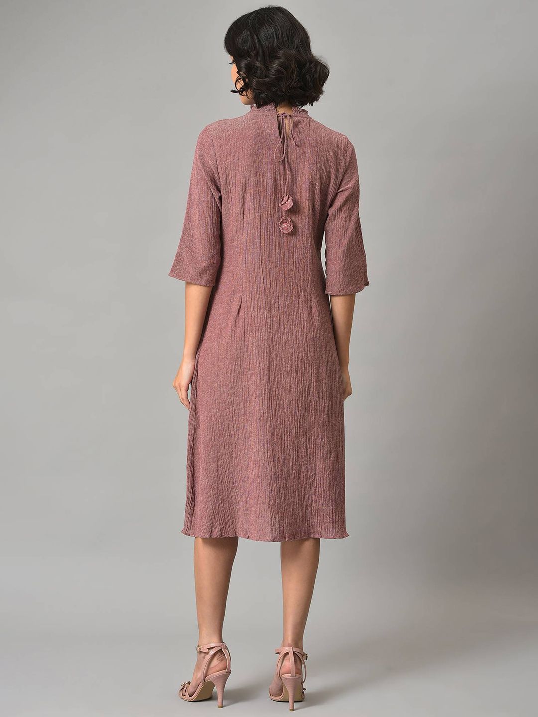 W pleated Midi Cotton Dress
