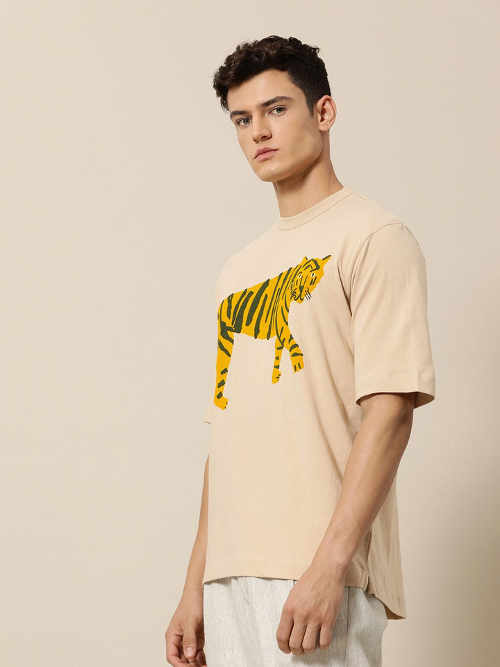 Mr Bowerbird Men Pure Cotton Liberal Fit Tiger Print T-shirt